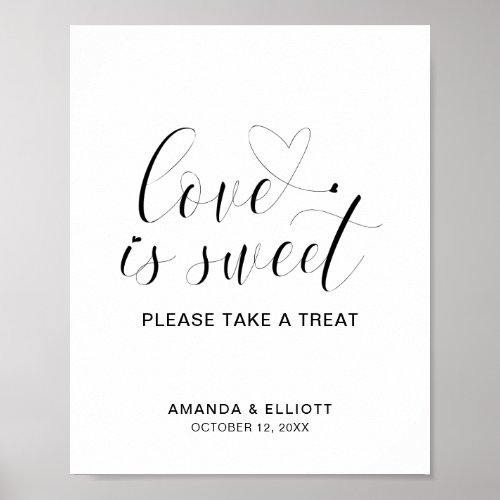 Simple Love Is Sweet Minimal Heart Elegant Wedding Poster