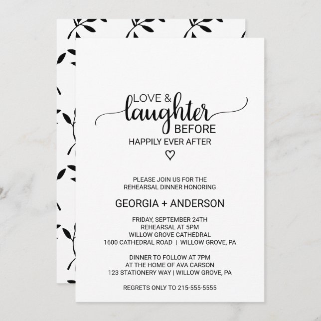 Simple Love & Laughter Before Happily Ever After Invitation (Front/Back)
