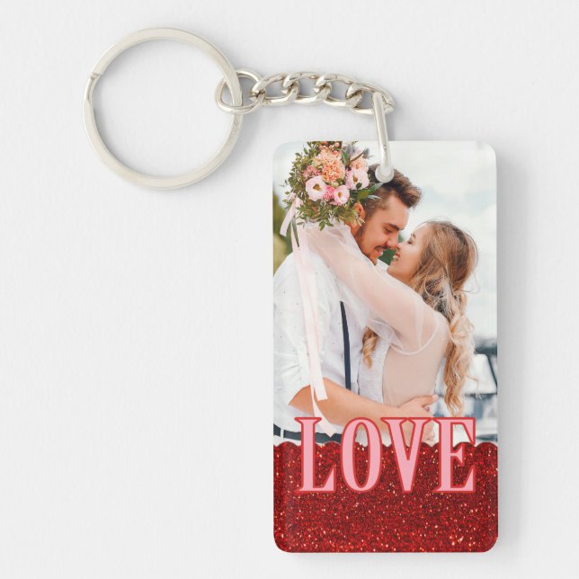 Simple Love Photo and Text Message Valentines Day Keychain (Front)