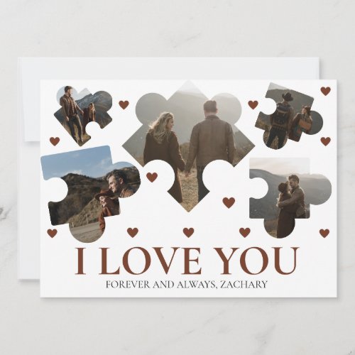 Simple Love Puzzle valentines day couple 5 photo Holiday Card