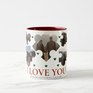 Simple Love Puzzle valentine's day couple 5 photo Two-Tone Coffee Mug
