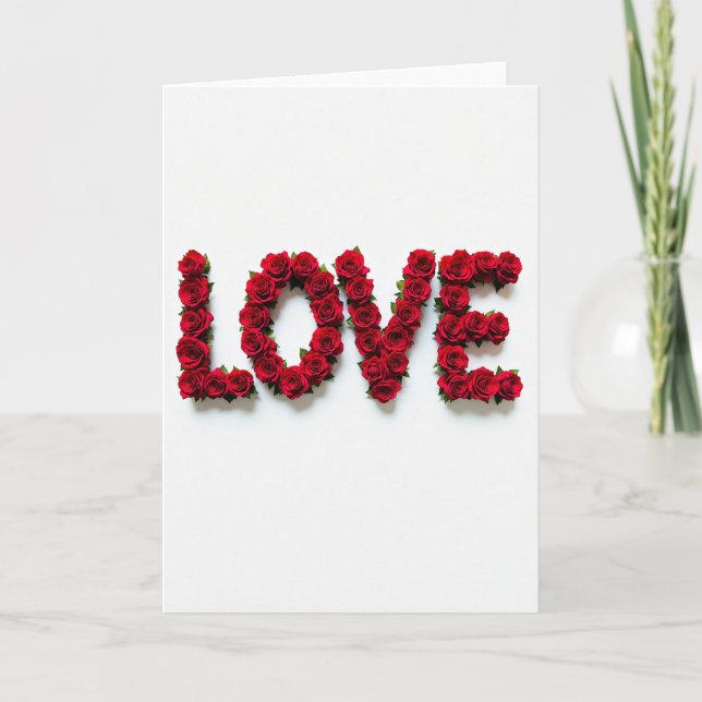 Simple Love Red Roses Card (Front)
