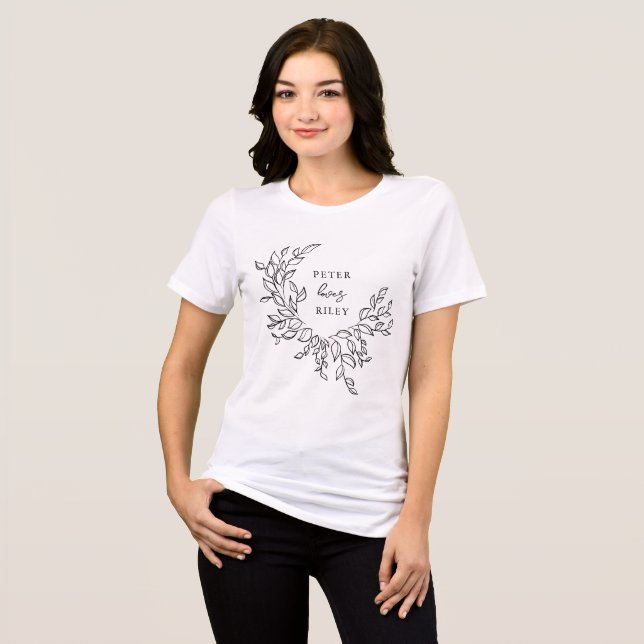 Simple Love Script Botanical Wreath Bride Tri-Blend Shirt (Front Full)