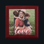 Simple Love Script Personalized Photo Gift Box<br><div class="desc">Using a beautiful and modern script for the word "Love",  this family love photo can be easily personalized with your own favorite family photo. An elegant keepsake jewelry box to be cherished and gift her with.</div>