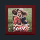 Simple Love Script Personalized Photo Gift Box<br><div class="desc">Using a beautiful and modern script for the word "Love",  this family love photo can be easily personalized with your own favorite family photo. An elegant keepsake jewelry box to be cherished and gift her with.</div>