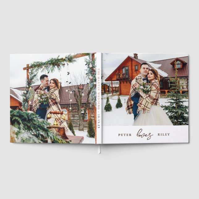 Simple Love Script Two Photo Wedding Foil Guest Book (Full)