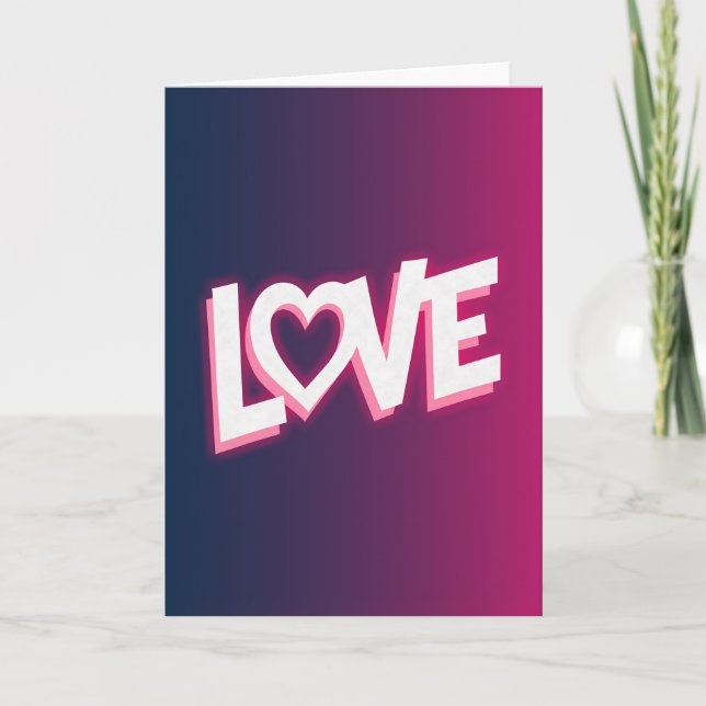Simple Love Textured Neon Card (Front)