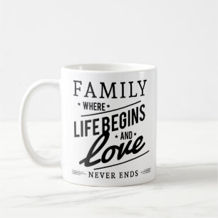Simple Love Warmth Quote Family White Black Clean Coffee Mug