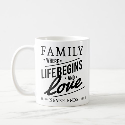 Simple Love Warmth Quote Family White Black Clean Coffee Mug