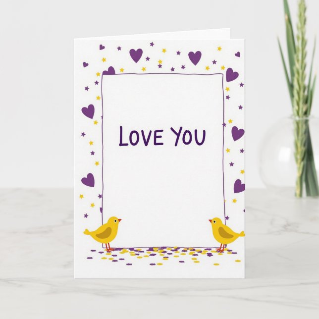 Simple Love You Birds Card (Front)