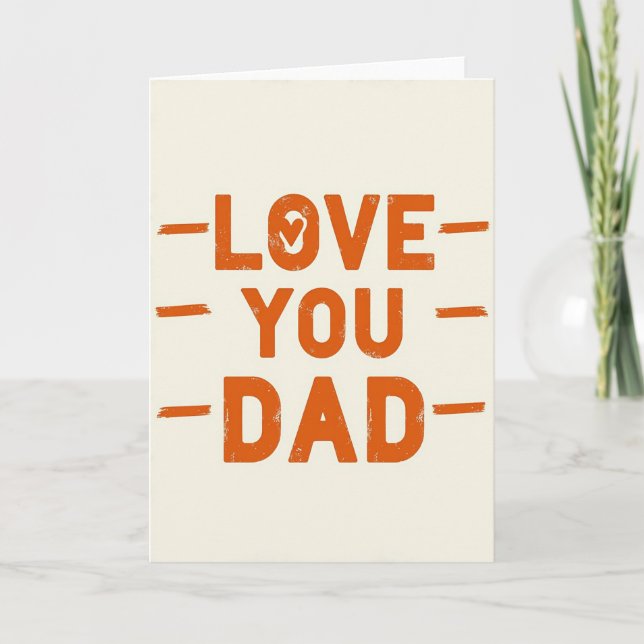 Simple Love You Dad Dashed Lines Card (Front)