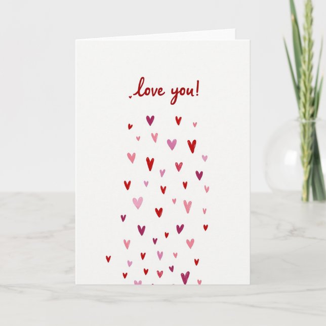 Simple Love You Falling Hearts Card (Front)