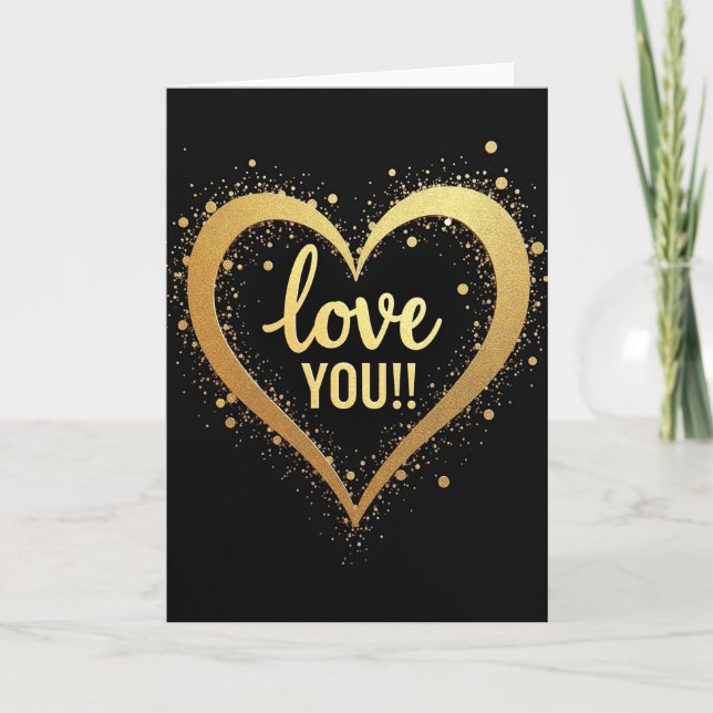 Simple Love You Gold Heart Card (Front)