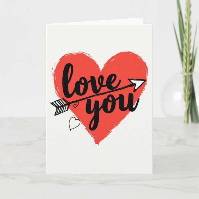 Simple Love You Heart Arrow Card (Front)