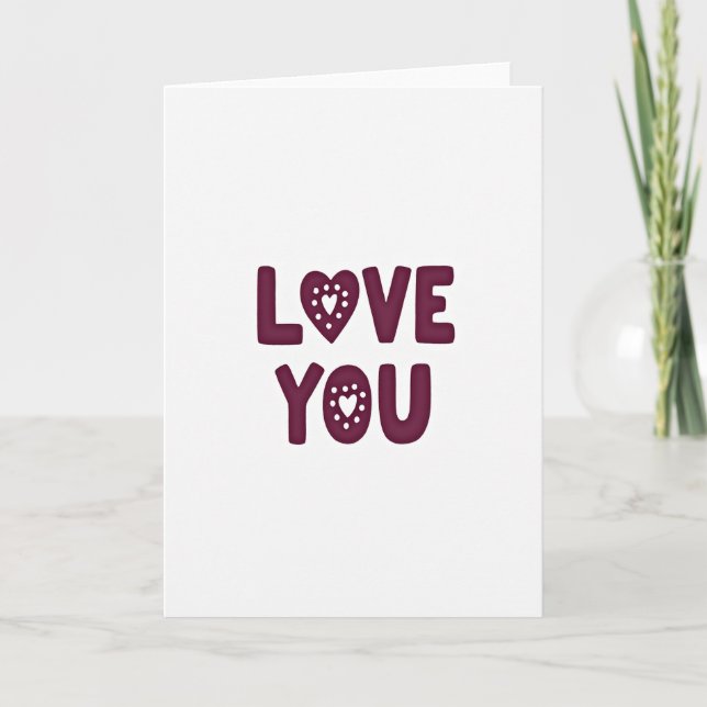 Simple Love You Heart Dots Card (Front)