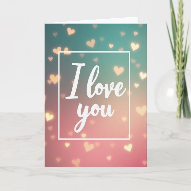 Simple Love You Heart Pattern Card (Front)