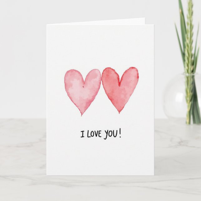 Simple Love You Hearts Card (Front)