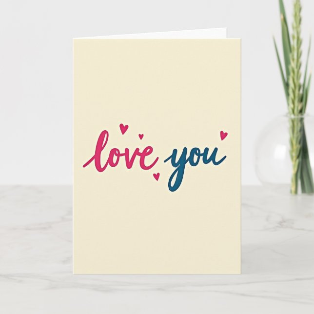 Simple Love You Hearts Painted Card (Front)