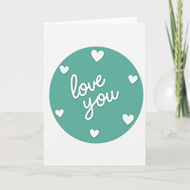 Simple Love You Hearts Pattern Card (Front)