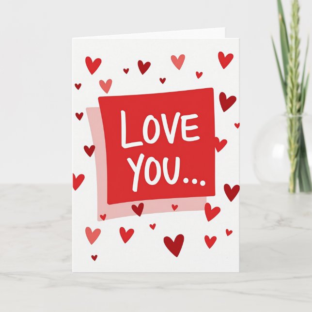 Simple Love You Hearts Smooth Card (Front)