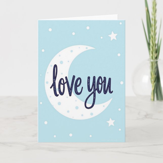 Simple Love You Moon Dot Card (Front)