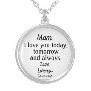 Simple Love You Mother of the Groom Custom Name Silver Plated Necklace