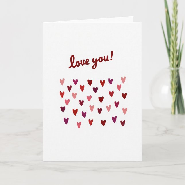 Simple Love You Painted Hearts Card (Front)