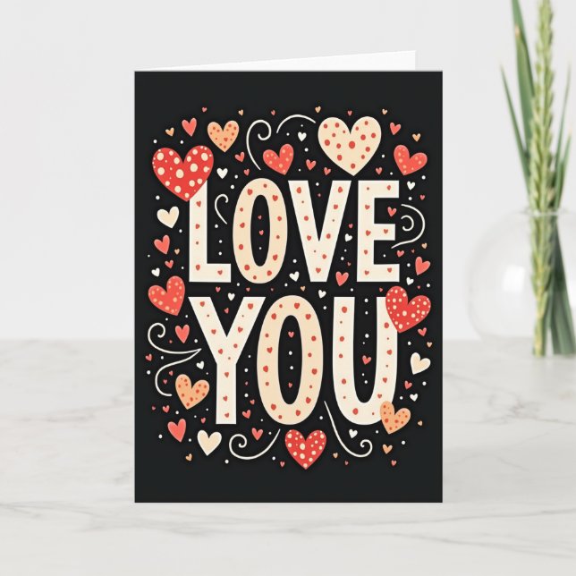 Simple Love You Polka Dot Card (Front)
