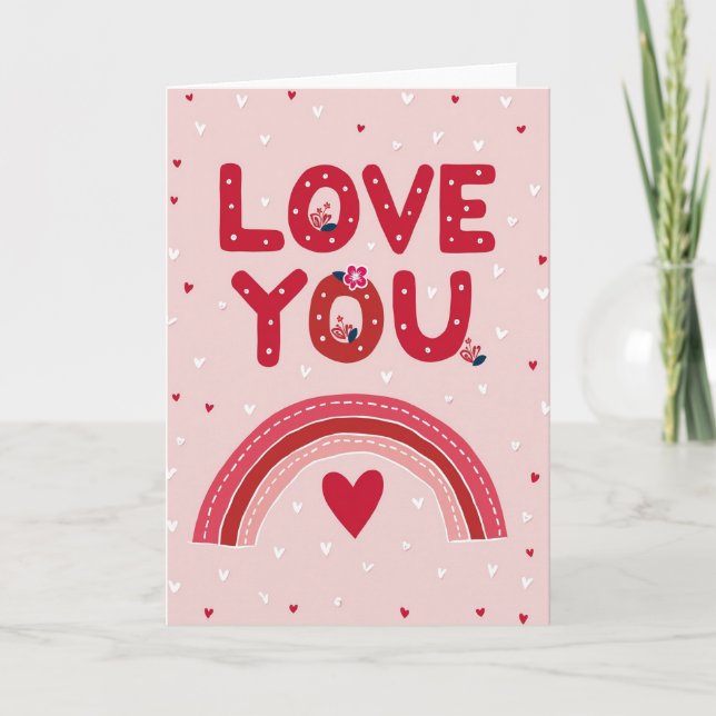 Simple Love You Rainbow Heart Card (Front)