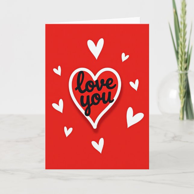Simple Love You Raised Heart Card (Front)