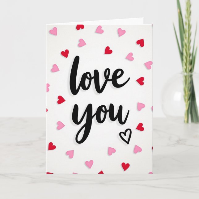 Simple Love You Raised Hearts Card (Front)