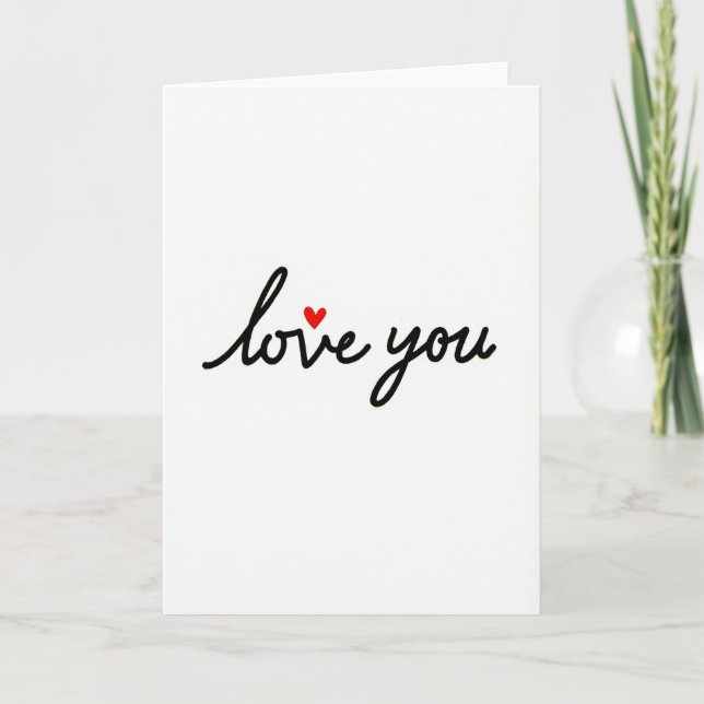 Simple Love You Script Glossy Card (Front)