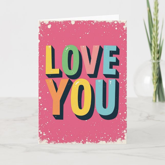 Simple Love You Speckled Card (Front)