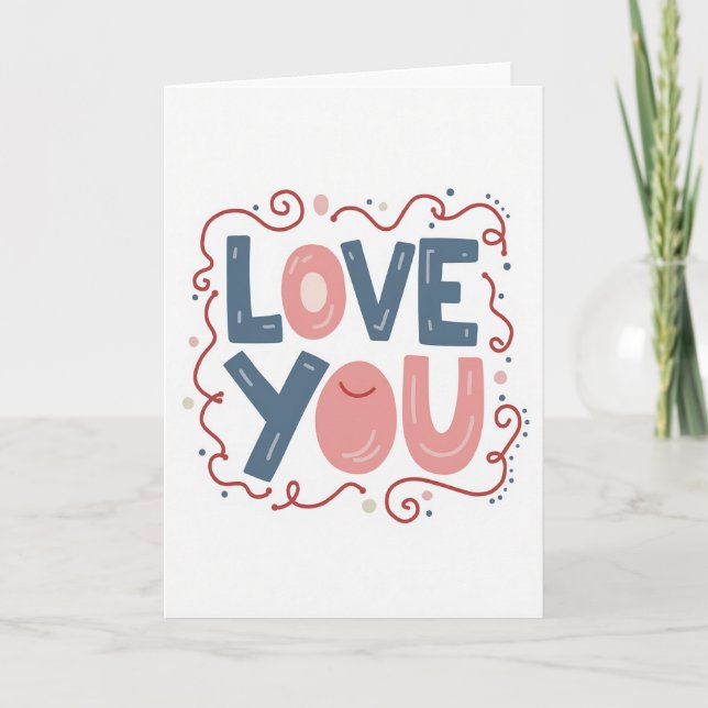 Simple Love You Swirl Dot Matte Card (Front)