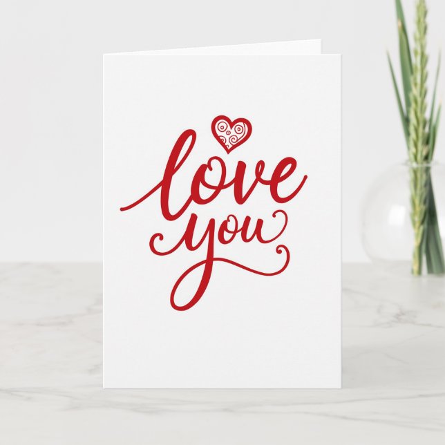 Simple Love You Swirl Heart Card (Front)