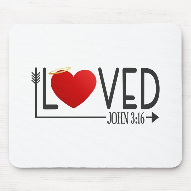 Simple Loved Bible Verse Valentine | Mousepad (Front)