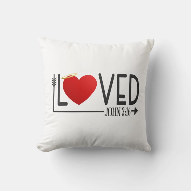 Simple Loved Bible Verse Valentine | Throw Pillow (Front)