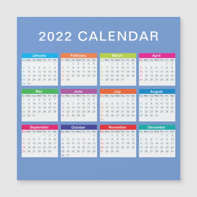Simple Lovely Colorful 2022 Calendar | (Front)