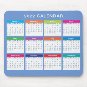Simple Lovely Colorful 2022 Calendar Mousepad