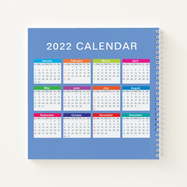 Simple Lovely Colorful 2022 Calendar | Notebook (Back)