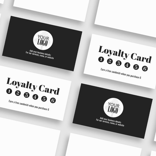 Simple Loyalty Business Logo Black and White (Black and white business loyalty card with your logo. )