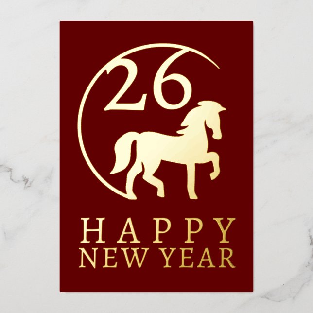 Simple Lunar New Year Gold Horse Foil Holiday (Front)
