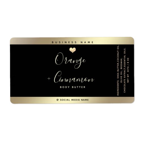 Simple lux typography black gold heart square stic label