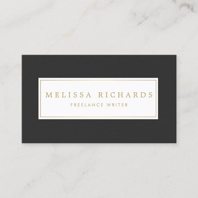Simple Luxe Black Linen Writer, Author, Blogger Business Card (Front)