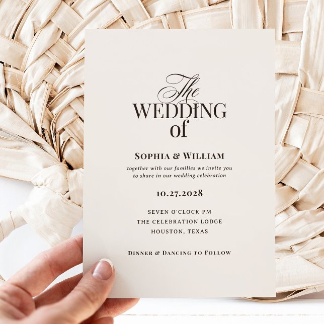 Simple Luxe Ivory and Brown | Neutral Wedding Invitation (Creator Uploaded)