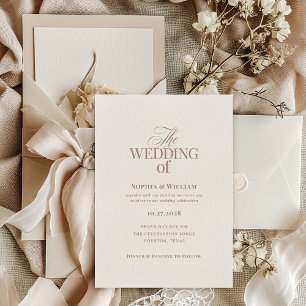 Simple Luxe Ivory and Taupe Neutral Wedding Invitation