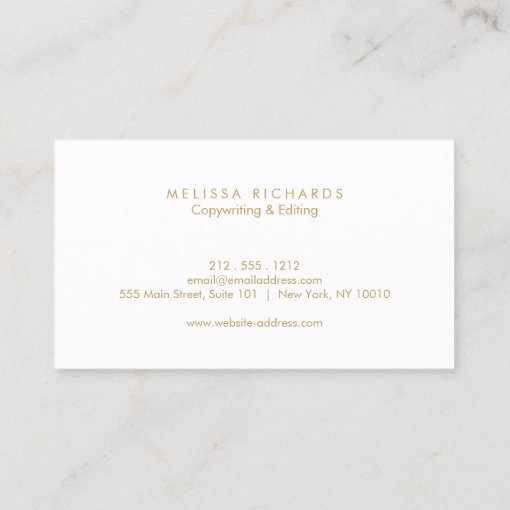 Simple Luxe White Writer Author Business Card Zazzle