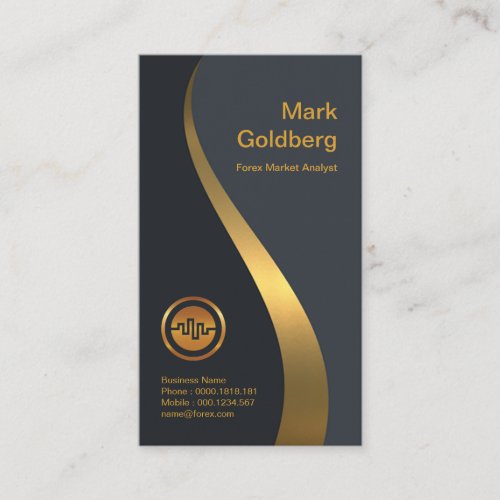 Simple Luxurious Gold Profit Wave Graph Forex Business Card