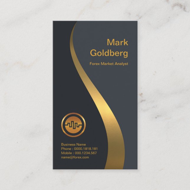Simple Luxurious Gold Profit Wave Graph Forex Business Card (Front)