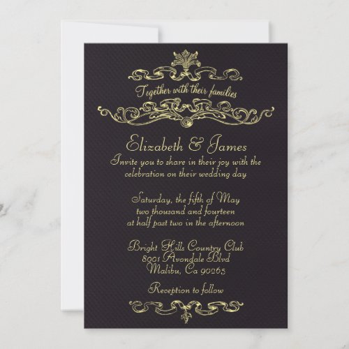 Simple Luxury Black And Gold Wedding Invitations